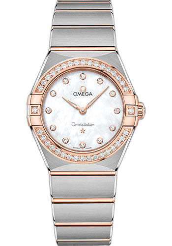 Constellation Manhattan Quartz Watch - 28 mm Steel And Sedna Gold Case - Diamond-Paved Bezel - Mother-Of-Pearl Diamond Dial - 131.25.28.60.55.001 28mm & Sedna™ Gold Diamond Bezel Mother-of-Pearl Dial · Omega 131.25.28.60.55.001