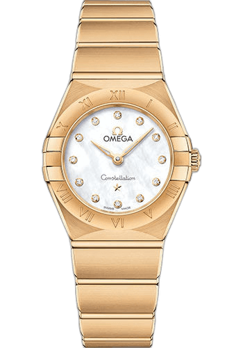 Constellation Manhattan Quartz Watch - 25 mm Yellow Gold Case - Mother-Of-Pearl Diamond Dial - 131.50.25.60.55.002 25mm · Omega 131.50.25.60.55.002