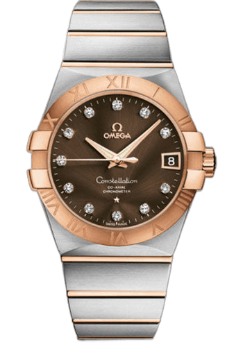 Omega Constellation Gents Constellation Chronometer Watch - 38 mm Brushed Steel And Red Gold Case - Brown Diamond Dial - 123.20.38.21.63.001 38mm & Red Gold Brown Diamond Dial Ref. 123.20.38.21.63.001