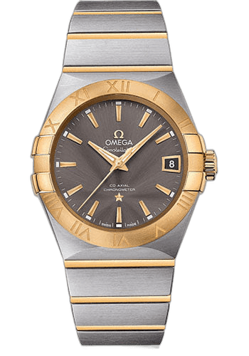 Omega Constellation Co-Axial Watch - 38 mm Steel Case - 18K Yellow Gold Bezel - Grey Dial - 123.20.38.21.06.001 38mm (123.20.38.21.06.001