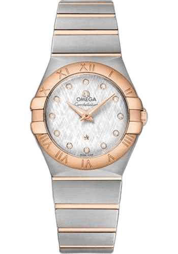 Omega Constellation Quartz Watch - 27 mm Steel And Red Gold Case - White -Silvery Diamond Dial - 123.20.27.60.52.002 27mm & Red Gold White -Silvery Diamond Dial