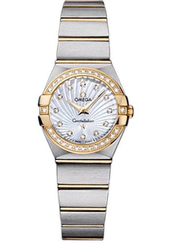 Constellation Ladies Constellation Quartz Watch - 24 mm Brushed Steel And Yellow Gold Case - Diamond Bezel - Mother-Of-Pearl Diamond Dial - 123.25.24.60.55.004 24mm & Yellow Gold Diamond Bezel Mother-of-Pearl Dial Omega Ref. 123.25.24.60.55.004