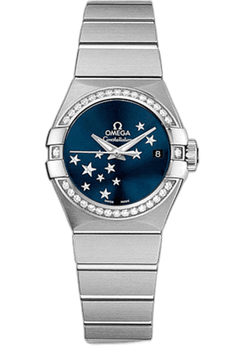 Omega Constellation Co-Axial Star ORBIS Collection Watch - 27 mm Brushed Steel Case - Diamond Bezel - Blue Dial - 123.15.27.20.03.001 27mm Diamond Bezel Blue Dial