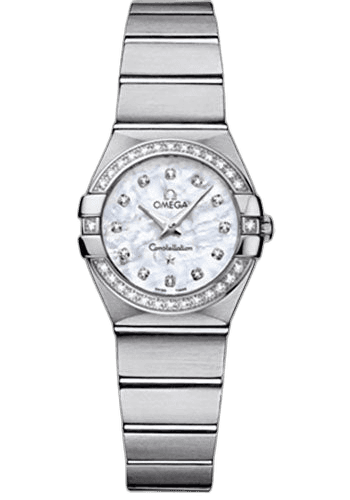 Constellation Ladies Constellation Quartz Watch - 24 mm Brushed Steel Case - Diamond Bezel - Mother-Of-Pearl Diamond Dial - 123.15.24.60.55.001 · Omega 24mm Diamond Bezel Mother-of-Pearl Dial — 123.15.24.60.55.001