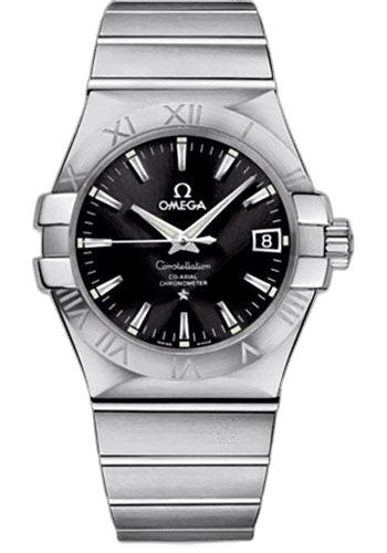 Omega Constellation Gents Constellation Chronometer Watch - 35 mm Brushed Steel Case - Black Dial - 123.10.35.20.01.001 35mm Watch Ref. 123.10.35.20.01.001