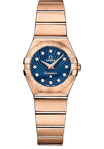 Omega 24mm Constellation Quartz Watch - 24 mm Brushed Red Gold Case - Blue Supernova Diamond Dial - 123.50.24.60.53.001 Watch Ref. 123.50.24.60.53.001