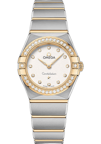 Constellation Manhattan Quartz Watch - 25 mm Steel And Yellow Gold Case - Diamond-Paved Bezel - Crystal White Silvery Diamond Dial - 131.25.25.60.52.002 · Omega 25mm & Yellow Gold Diamond Bezel Crystal White Silvery Diamond Dial — 131.25.25.60.52.002