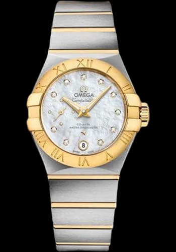 Omega Constellation Co-Axial Master CHRONOMETER Small Seconds Petite Seconde Watch - 27 mm Steel And Yellow Gold Case - White Mother-Of-Pearl Diamond Dial - 127.20.27.20.55.002 27mm & Yellow Gold White Mother-of-Pearl Dial (127.20.27.20.55.002