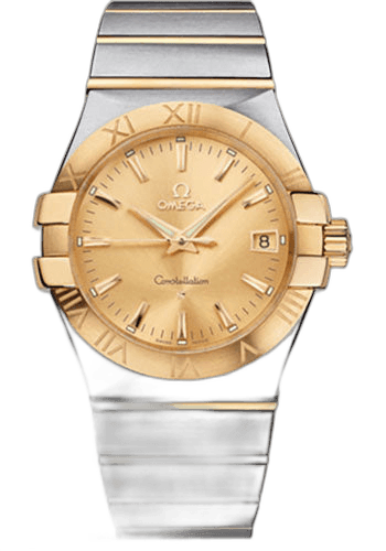 Omega Constellation Gents Constellation Quartz Watch - 35 mm Brushed Steel And Yellow Gold Case - Champagne Dial - 123.20.35.60.08.001 35mm & Yellow Gold Champagne Dial Timepiece [123.20.35.60.08.001