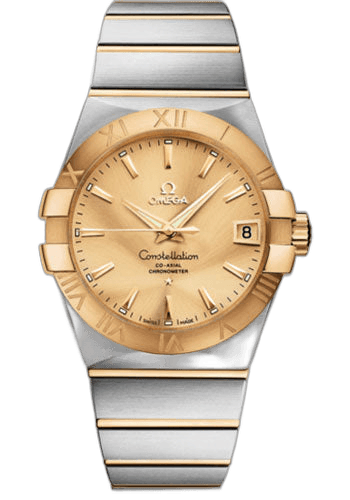 Omega 38mm & Yellow Gold Champagne Dial Constellation Gents Constellation Chronometer Watch - 38 mm Brushed Steel And Yellow Gold Case - Champagne Dial - 123.20.38.21.08.001 Watch Ref. 123.20.38.21.08.001
