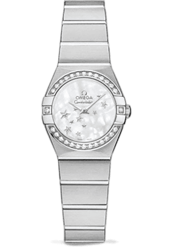Omega Constellation Ladies Constellation Quartz Watch - 24 mm Brushed Steel Case - Diamond Bezel - Mother-Of-Pearl Dial - 123.15.24.60.05.003 24mm Diamond Bezel Mother-of-Pearl Dial Ref. 123.15.24.60.05.003