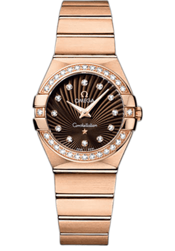 Constellation Ladies Constellation Quartz Watch - 27 mm Brushed Red Gold Case - Diamond Bezel - Brown Diamond Dial - 123.55.27.60.63.001 27mm Diamond Bezel Brown Diamond Dial Omega Ref. 123.55.27.60.63.001