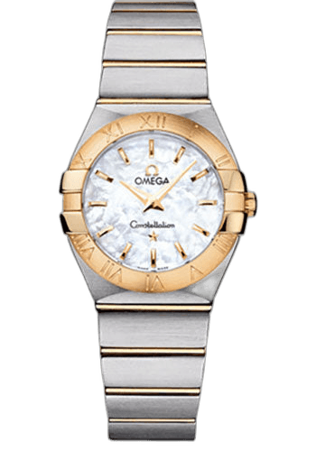 Omega Constellation Ladies Constellation Quartz Watch - 27 mm Brushed Steel And Yellow Gold Case - Mother-Of-Pearl Dial - 123.20.27.60.05.002 27mm & Yellow Gold Mother-of-Pearl Dial