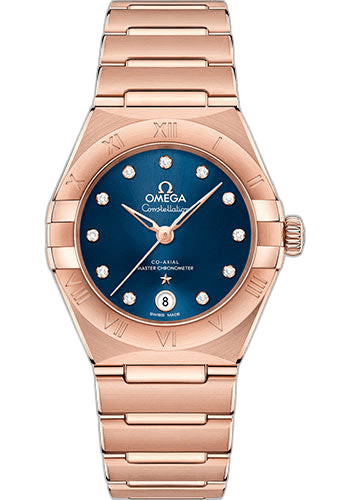 Omega Constellation Manhattan Co-Axial Master Chronometer Watch - 29 mm Sedna Gold Case - Blue Diamond Dial - 131.50.29.20.53.001 29mm Timepiece [131.50.29.20.53.001