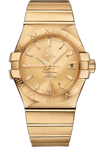 Omega Constellation Gents Constellation Chronometer Watch - 35 mm Brushed Yellow Gold Case - Champagne Dial - 123.50.35.20.08.001 35mm (123.50.35.20.08.001