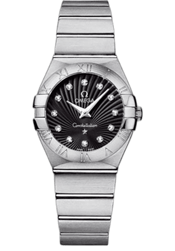 Omega Constellation Ladies Constellation Quartz Watch - 27 mm Brushed Steel Case - Black Dial - 123.10.27.60.51.001 27mm (123.10.27.60.51.001