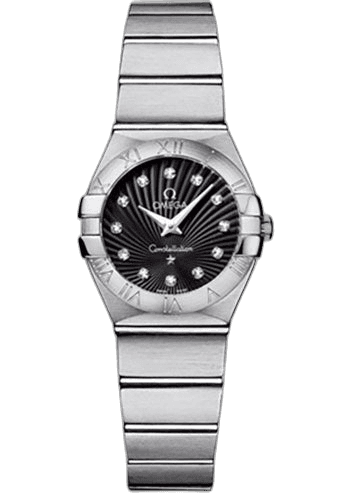 Omega 24mm Constellation Ladies Constellation Quartz Watch - 24 mm Brushed Steel Case - Black Diamond Dial - 123.10.24.60.51.001 Watch Ref. 123.10.24.60.51.001