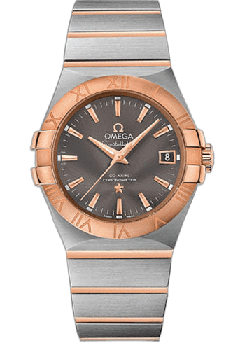 Omega 35mm Constellation Co-Axial Watch - 35 mm Steel Case - 18K Red Gold Bezel - Grey Dial - 123.20.35.20.06.002 Watch Ref. 123.20.35.20.06.002