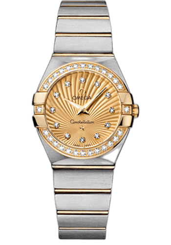 Omega Constellation Ladies Constellation Quartz Watch - 27 mm Brushed Steel And Yellow Gold Case - Diamond Bezel - Champagne Diamond Dial - 123.25.27.60.58.001 27mm & Yellow Gold Diamond Bezel Champagne Diamond Dial Watch Ref. 123.25.27.60.58.001