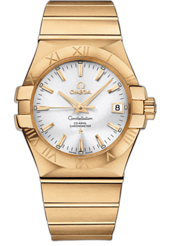 Omega Constellation Gents Constellation Chronometer Watch - 35 mm Brushed Yellow Gold Case - Silver Dial - 123.50.35.20.02.002 35mm