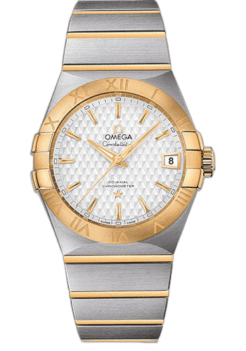 Constellation Co-Axial Watch - 38 mm Steel Case - Yellow Gold Bezel - Silver Dial - Yellow Gold Bracelet - 123.20.38.21.02.009 38mm · Omega 123.20.38.21.02.009