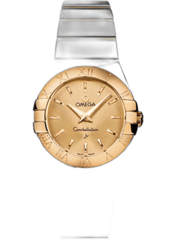 Omega Constellation Ladies Constellation Polished Quartz Watch - 27 mm Polished Steel And Yellow Gold Case - Champagne Dial - Steel And Yellow Gold Bracelet - 123.20.27.60.08.002 27mm & Yellow Gold Champagne Dial