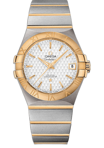 Omega Constellation Co-Axial Watch - 35 mm Steel Case - Yellow Gold Bezel - Silver Dial - Yellow Gold Bracelet - 123.20.35.20.02.006 35mm Ref. 123.20.35.20.02.006