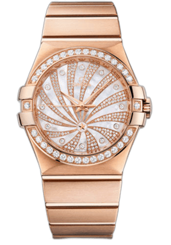 Constellation Ladies Constellation Luxury Edition Watch - 35 mm Brushed Red Gold Case - Diamond Bezel - Mother-Of-Pearl Diamond Dial - 123.55.35.20.55.002 · Omega 35mm Diamond Bezel Mother-of-Pearl Dial — 123.55.35.20.55.002