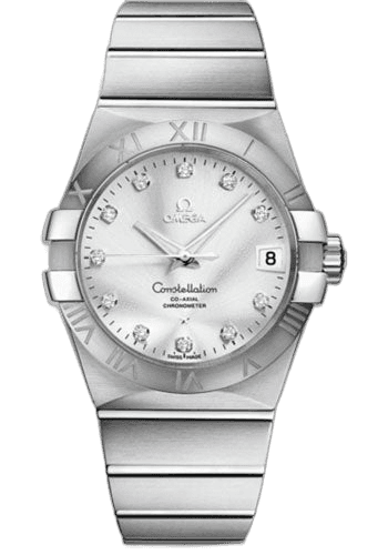 Constellation Gents Constellation Chronometer Watch - 38 mm Brushed Steel Case - Silver Diamond Dial - 123.10.38.21.52.001 38mm Omega Ref. 123.10.38.21.52.001