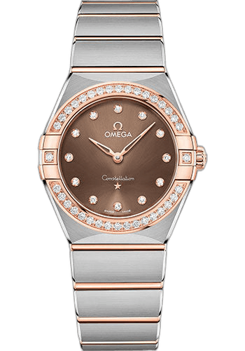 Omega Constellation Manhattan Quartz Watch - 28 mm Steel And Sedna Gold Case - Diamond-Paved Bezel - Brown Diamond Dial - 131.25.28.60.63.001 28mm & Sedna™ Gold Diamond Bezel Brown Diamond Dial