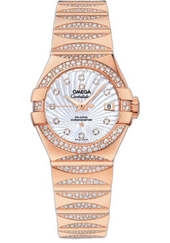 Omega Constellation Ladies Constellation Luxury Edition Watch - 27 mm Red Gold Case - Snow-Set Diamond Bezel - Mother-Of-Pearl Supernova Diamond Dial - 123.55.27.20.55.003 27mm Diamond Bezel Mother-of-Pearl Dial