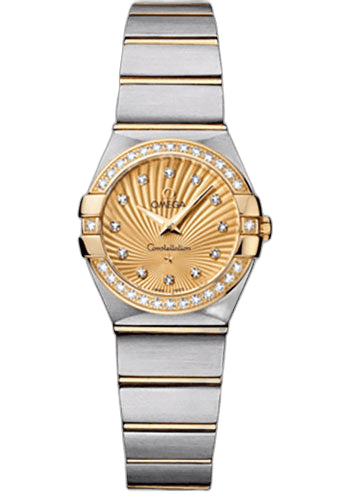 Constellation Ladies Constellation Quartz Watch - 24 mm Brushed Steel And Yellow Gold Case - Diamond Bezel - Champagne Diamond Dial - 123.25.24.60.58.001 24mm & Yellow Gold Diamond Bezel Champagne Diamond Dial — Omega Ref. 123.25.24.60.58.001
