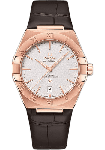 Omega Constellation OMEGA Co-Axial Master Chronometer - 39 mm Sedna Gold Case - Silvery Dial - Brown Leather Strap - 131.53.39.20.02.001 39mm Timepiece [131.53.39.20.02.001