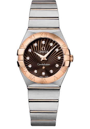 Constellation Ladies Constellation Quartz Watch - 27 mm Brushed Steel And Red Gold Case - Brown Diamond Dial - 123.20.27.60.63.001 27mm & Red Gold Brown Diamond Dial — Omega Ref. 123.20.27.60.63.001
