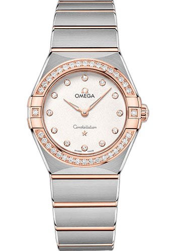 Omega Constellation Manhattan Quartz Watch - 28 mm Steel And Sedna Gold Case - Diamond-Paved Bezel - Crystal White Silvery Diamond Dial - 131.25.28.60.52.001 28mm & Sedna™ Gold Diamond Bezel Crystal White Silvery Diamond Dial