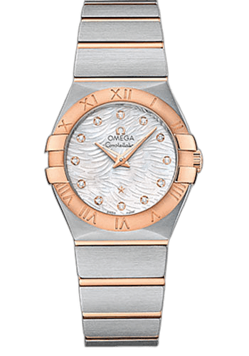 Omega Constellation Quartz Watch - 27 mm Steel Case - 18K Red Gold Bezel - Mother-Of-Pearl Diamond Dial - 123.20.27.60.55.007 27mm (123.20.27.60.55.007