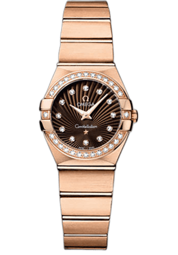 Constellation Ladies Constellation Quartz Watch - 24 mm Brushed Red Gold Case - Diamond Bezel - Brown Diamond Dial - 123.55.24.60.63.001 24mm Diamond Bezel Brown Diamond Dial — Omega Ref. 123.55.24.60.63.001