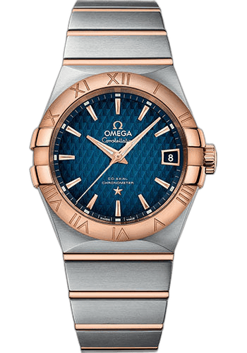 Omega Constellation Omega Co-Axial - 38 mm Steel And Red Gold Case - Blue Dial - 123.20.38.21.03.001 38mm & Red Gold Blue Dial Timepiece [123.20.38.21.03.001