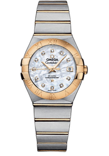 Omega Constellation Ladies Constellation Chronometer Watch - 27 mm Brushed Steel And Yellow Gold Case - Mother-Of-Pearl Diamond Dial - 123.20.27.20.55.003 27mm & Yellow Gold Mother-of-Pearl Dial (123.20.27.20.55.003