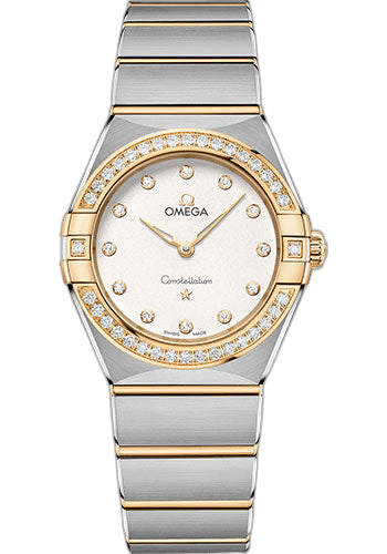 Omega Constellation Manhattan Quartz Watch - 28 mm Steel And Yellow Gold Case - Diamond-Paved Bezel - Crystal White Silvery Diamond Dial - 131.25.28.60.52.002 28mm & Yellow Gold Diamond Bezel Crystal White Silvery Diamond Dial (131.25.28.60.52.002