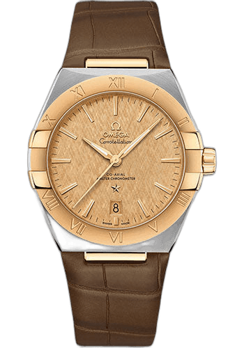 Omega Constellation OMEGA Co-Axial Master Chronometer - 39 mm Steel And Yellow Gold Case - Champagne Dial - Brown Leather Strap - 131.23.39.20.08.001 39mm & Yellow Gold Champagne Dial