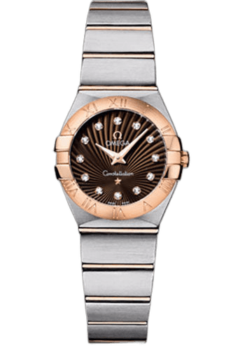 Omega Constellation Ladies Constellation Quartz Watch - 24 mm Brushed Steel And Red Gold Case - Brown Diamond Dial - 123.20.24.60.63.001 24mm & Red Gold Brown Diamond Dial Ref. 123.20.24.60.63.001