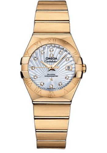 Constellation Ladies Constellation Chronometer Watch - 27 mm Brushed Yellow Gold Case - Mother-Of-Pearl Supernova Diamond Dial - 123.50.27.20.55.002 27mm — Omega Ref. 123.50.27.20.55.002