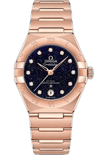 Constellation Omega Co-Axial Master Chronometer - 29 mm Sedna Gold Case - Blue Glass Diamond Dial - 131.50.29.20.53.003 · Omega 29mm — 131.50.29.20.53.003