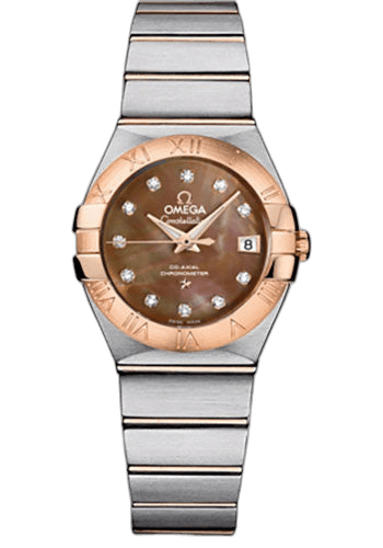 Omega Constellation Ladies Constellation Chronometer Watch - 27 mm Brushed Steel And Red Gold Case - Mother-Of-Pearl Diamond Dial - 123.20.27.20.57.001 27mm & Red Gold Mother-of-Pearl Dial