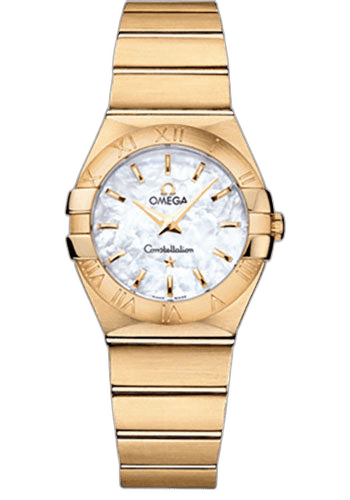 Omega 27mm Constellation Ladies Constellation Quartz Watch - 27 mm Brushed Yellow Gold Case - Mother-Of-Pearl Dial - 123.50.27.60.05.002 Watch Ref. 123.50.27.60.05.002
