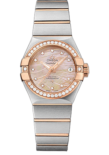 Omega Constellation Co-Axial Watch - 27 mm Steel And Red Gold Case - Diamond-Set Red Gold Bezel - Red Gold Mother-Of-Pearl Dial - Steel Bracelet - 123.25.27.20.57.003 27mm & Red Gold Diamond Bezel Mother-of-Pearl Dial