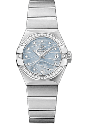 Constellation Co-Axial Watch - 27 mm Steel Case - Diamond-Set Steel Bezel - Blue Mother-Of-Pearl Dial - 123.15.27.20.57.001 · Omega 27mm Diamond Bezel Blue Mother-of-Pearl Dial — 123.15.27.20.57.001