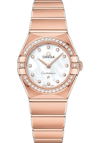 Constellation Manhattan Quartz Watch - 25 mm Sedna Gold Case - Diamond-Paved Bezel - Mother-Of-Pearl Diamond Dial - 131.55.25.60.55.001 25mm Diamond Bezel Mother-of-Pearl Dial — Omega Ref. 131.55.25.60.55.001