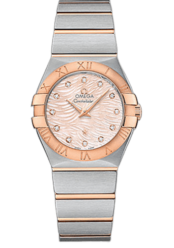 Omega Constellation Quartz Watch - 27 mm Steel Case - 18K Red Gold Bezel - Pink Mother-Of-Pearl Diamond Dial - 123.20.27.60.57.004 27mm Watch Ref. 123.20.27.60.57.004